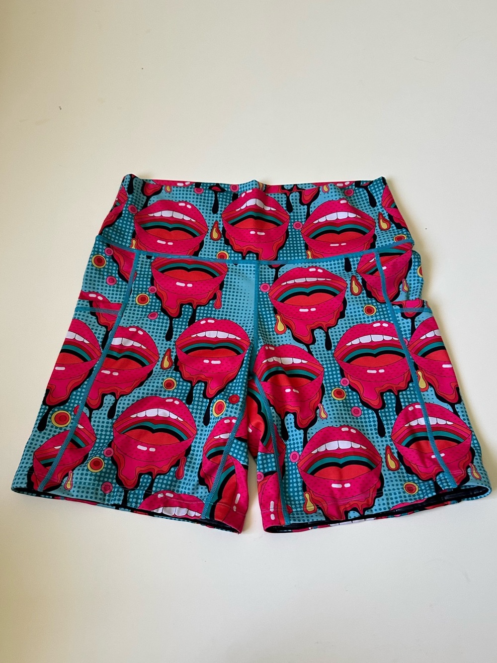 Constantly Varied Gear Loud Mouth Lips Bold Pop Art Lip Athletic biker Shorts ~L